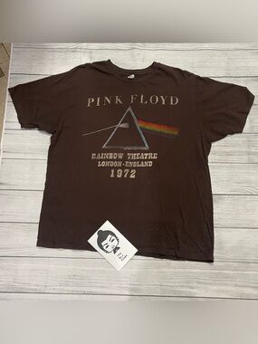 Pink Floyd Rainbow Theatre 1972 Brown Prism Graphic Tee XXL DistressedRockShirt
